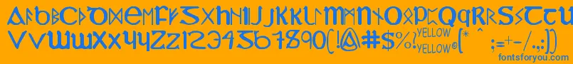 フォントYyUncialMostIrish – オレンジの背景に青い文字