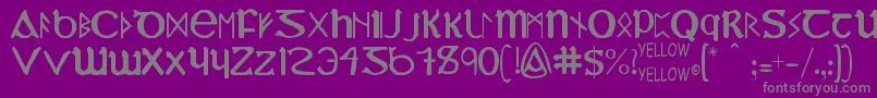 YyUncialMostIrish Font – Gray Fonts on Purple Background