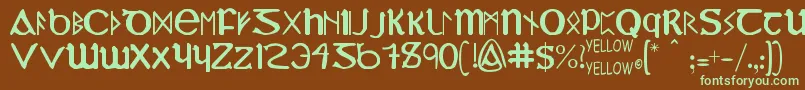 YyUncialMostIrish Font – Green Fonts on Brown Background