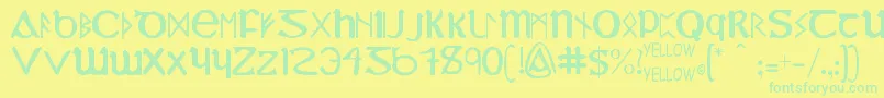 YyUncialMostIrish Font – Green Fonts on Yellow Background