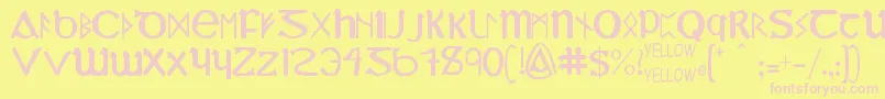 YyUncialMostIrish-fontti – vaaleanpunaiset fontit keltaisella taustalla