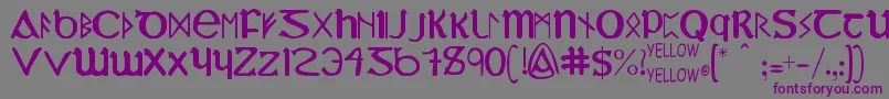 Шрифт YyUncialMostIrish – фиолетовые шрифты на сером фоне
