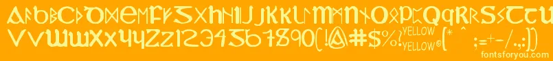 Fonte YyUncialMostIrish – fontes amarelas em um fundo laranja
