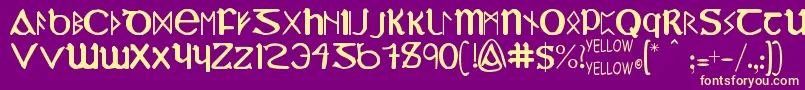 YyUncialMostIrish-Schriftart – Gelbe Schriften auf violettem Hintergrund