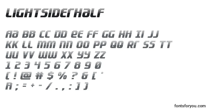 Шрифт Lightsiderhalf – алфавит, цифры, специальные символы