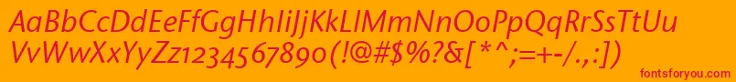 フォントStoneSansOsItcTtMediumita – オレンジの背景に赤い文字
