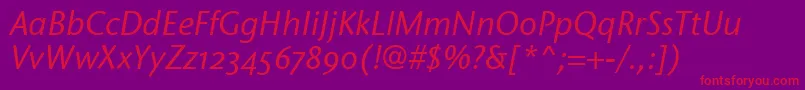 フォントStoneSansOsItcTtMediumita – 紫の背景に赤い文字