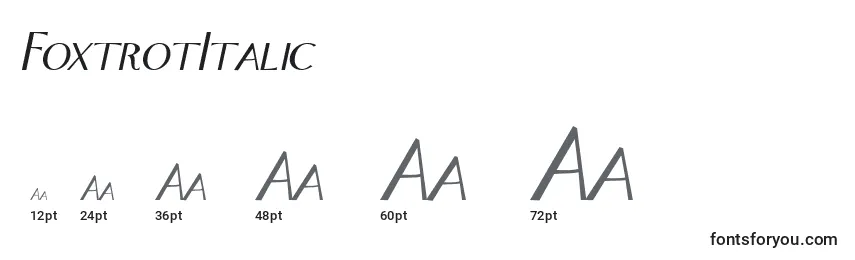Размеры шрифта FoxtrotItalic