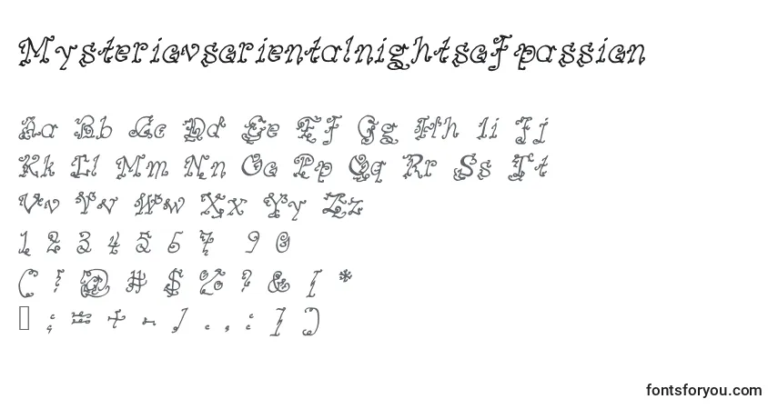 Mysteriousorientalnightsofpassion Font – alphabet, numbers, special characters