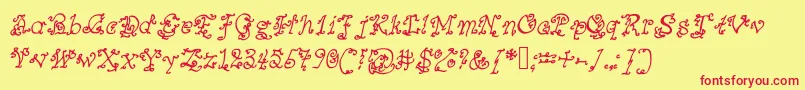 Mysteriousorientalnightsofpassion Font – Red Fonts on Yellow Background
