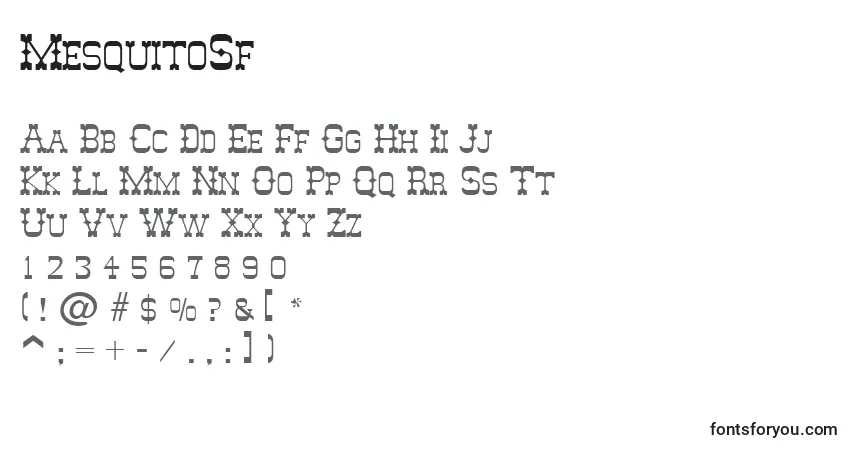 A fonte MesquitoSf – alfabeto, números, caracteres especiais
