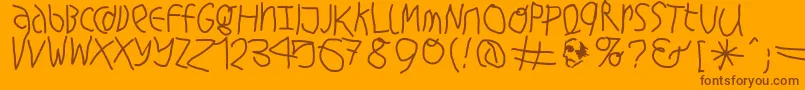 Fonte Hingehudeltmedium – fontes marrons em um fundo laranja