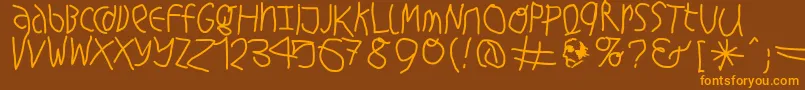 Hingehudeltmedium-Schriftart – Orangefarbene Schriften auf braunem Hintergrund