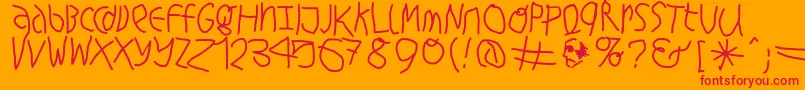 Fonte Hingehudeltmedium – fontes vermelhas em um fundo laranja