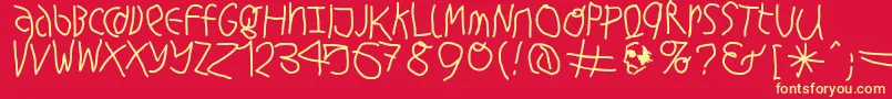 Hingehudeltmedium-Schriftart – Gelbe Schriften auf rotem Hintergrund