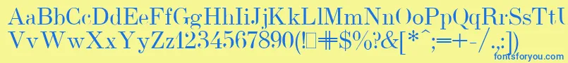 フォントUsualNewPlain – 青い文字が黄色の背景にあります。