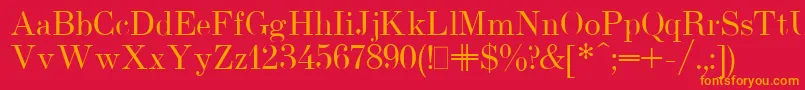 フォントUsualNewPlain – 赤い背景にオレンジの文字