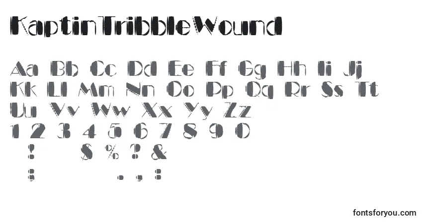 A fonte KaptinTribbleWound – alfabeto, números, caracteres especiais