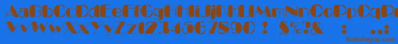 KaptinTribbleWound-Schriftart – Braune Schriften auf blauem Hintergrund