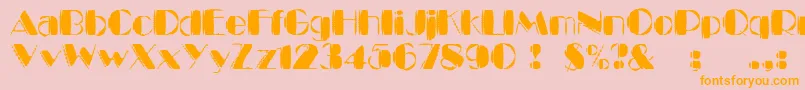 フォントKaptinTribbleWound – オレンジの文字がピンクの背景にあります。