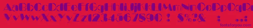 KaptinTribbleWound-Schriftart – Violette Schriften auf rotem Hintergrund