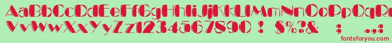フォントKaptinTribbleWound – 赤い文字の緑の背景