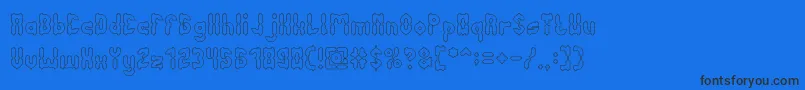 AntiqueRetroHollow Font – Black Fonts on Blue Background