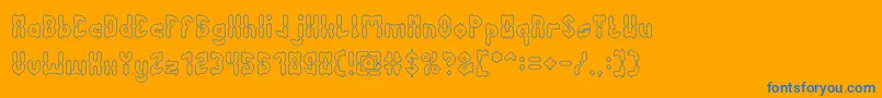 AntiqueRetroHollow-Schriftart – Blaue Schriften auf orangefarbenem Hintergrund