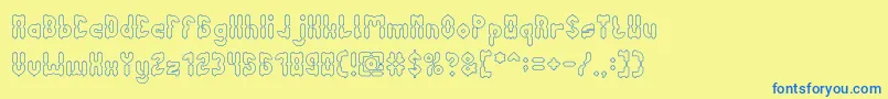 AntiqueRetroHollow Font – Blue Fonts on Yellow Background