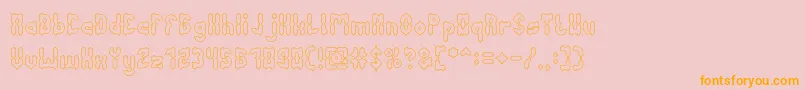 AntiqueRetroHollow-Schriftart – Orangefarbene Schriften auf rosa Hintergrund