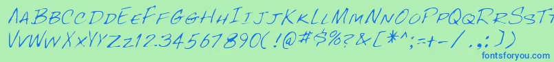 Lehn096 Font – Blue Fonts on Green Background