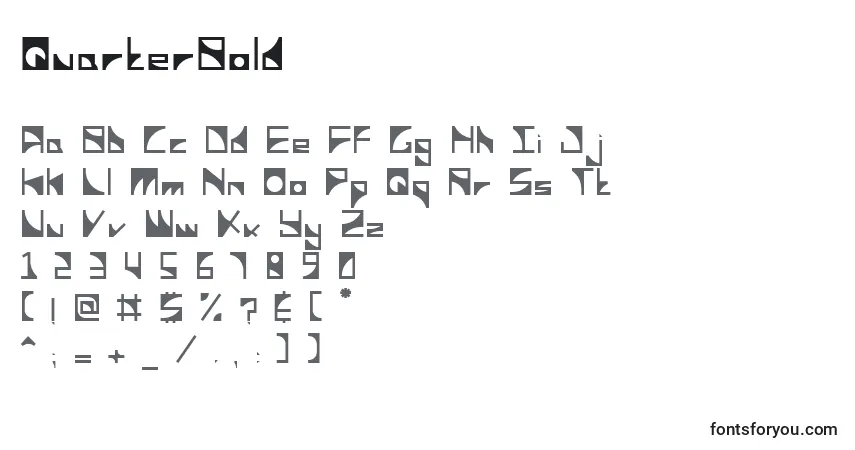 A fonte QuarterBold – alfabeto, números, caracteres especiais