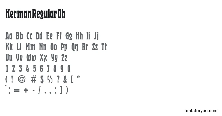Schriftart HermanRegularDb – Alphabet, Zahlen, spezielle Symbole