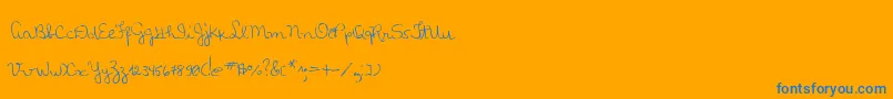 MtfLolisHandwriting-Schriftart – Blaue Schriften auf orangefarbenem Hintergrund