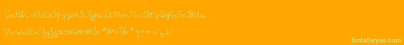 MtfLolisHandwriting Font – Green Fonts on Orange Background