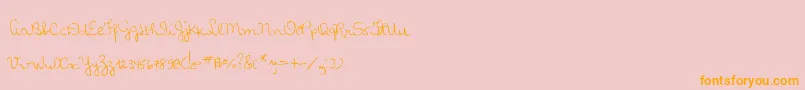 MtfLolisHandwriting-Schriftart – Orangefarbene Schriften auf rosa Hintergrund
