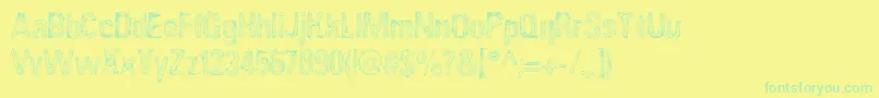 AngiomaAoe-Schriftart – Grüne Schriften auf gelbem Hintergrund