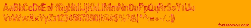 AngiomaAoe-Schriftart – Rote Schriften auf orangefarbenem Hintergrund