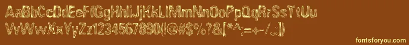 AngiomaAoe-fontti – keltaiset fontit ruskealla taustalla