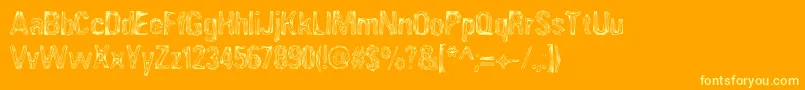 AngiomaAoe-Schriftart – Gelbe Schriften auf orangefarbenem Hintergrund