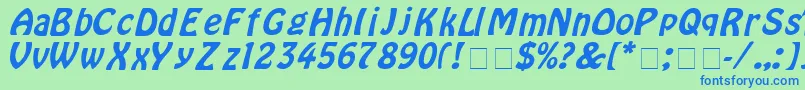 HoborItalic Font – Blue Fonts on Green Background