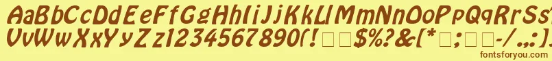 Fonte HoborItalic – fontes marrons em um fundo amarelo