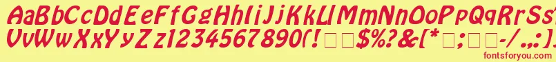 HoborItalic-Schriftart – Rote Schriften auf gelbem Hintergrund
