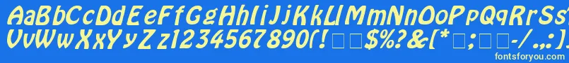 HoborItalic Font – Yellow Fonts on Blue Background