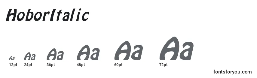 Размеры шрифта HoborItalic