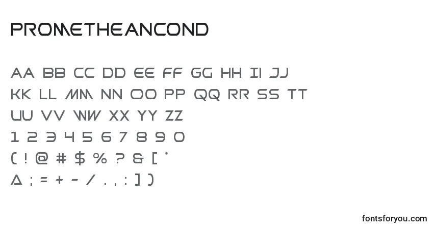 Fuente Prometheancond - alfabeto, números, caracteres especiales