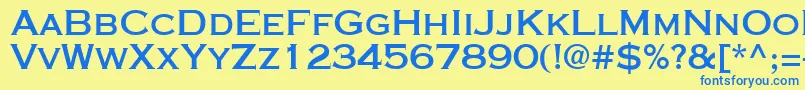 フォントCooperplanck6Boldsh – 青い文字が黄色の背景にあります。