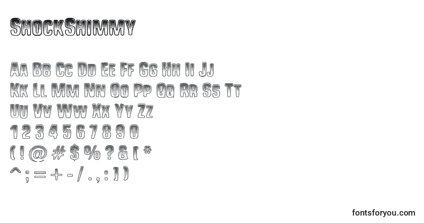 ShockShimmy Font – alphabet, numbers, special characters