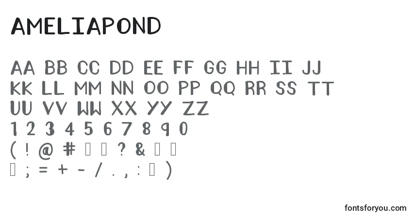 A fonte AmeliaPond – alfabeto, números, caracteres especiais