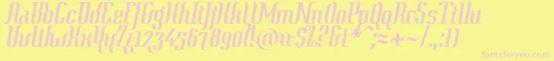 Year2000ContextRegular Font – Pink Fonts on Yellow Background